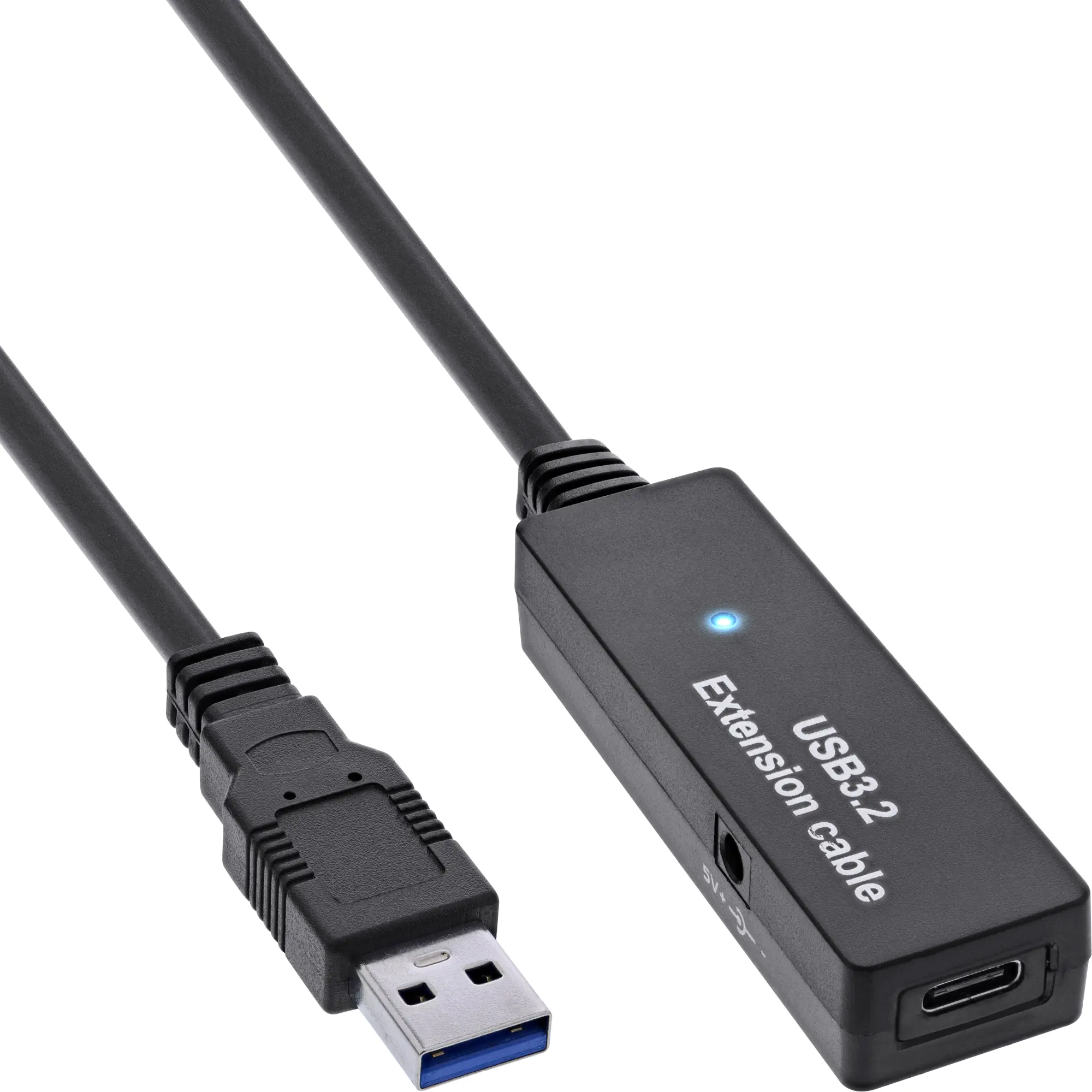 InLine - USB-Verlängerungskabel - USB (M) zu 24 pin USB-C (W) - USB 3.2 Gen 1 - 5 m - active extension - Schwarz
