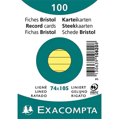 Exacompta Karteikarte 10820SE DIN A7 liniert gelb 100 St./Pack.