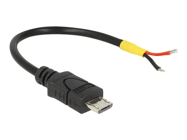DeLOCK USB 2.0 Micro-B male > 2 x open wires - Stromkabel - Mikro-USB Typ B (nur Strom) (M) bis ohne Stecker - 10 cm - Schwarz