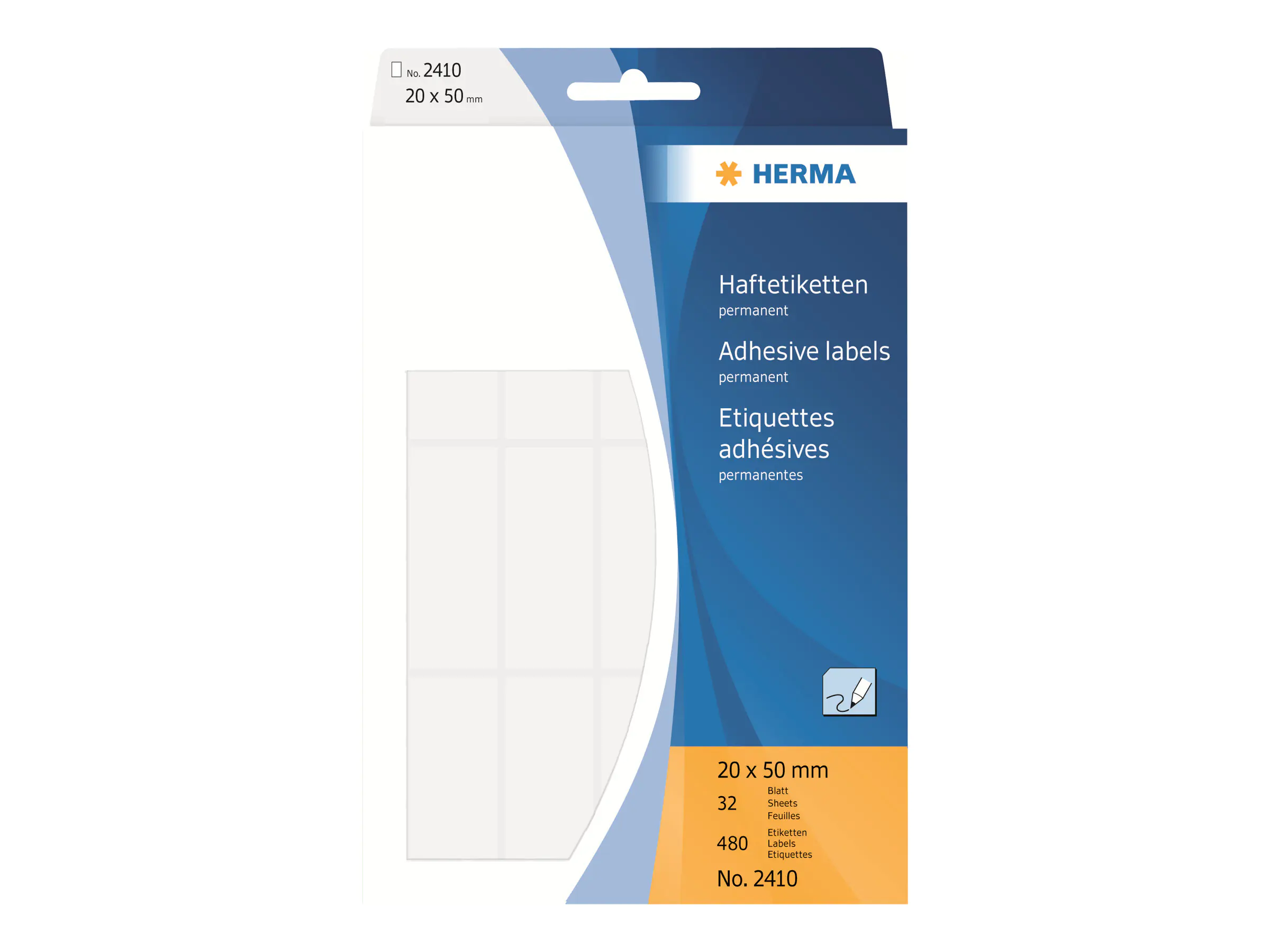 HERMA Papier - selbstklebend - weiß - 20 x 50 mm 480 Etikett(en) (32 Bogen x 15 Etiketten 2410