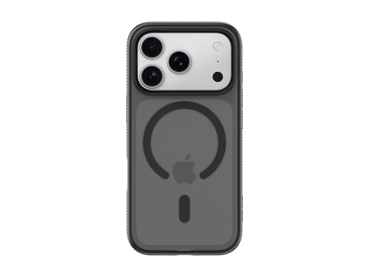 Belkin SheerForce Grip Series - Hintere Abdeckung für Mobiltelefon - MagSafe-Kompatibilität - aus recycelten Materialien hergestellt - Schwarz - für Apple iPhone 17 Pro