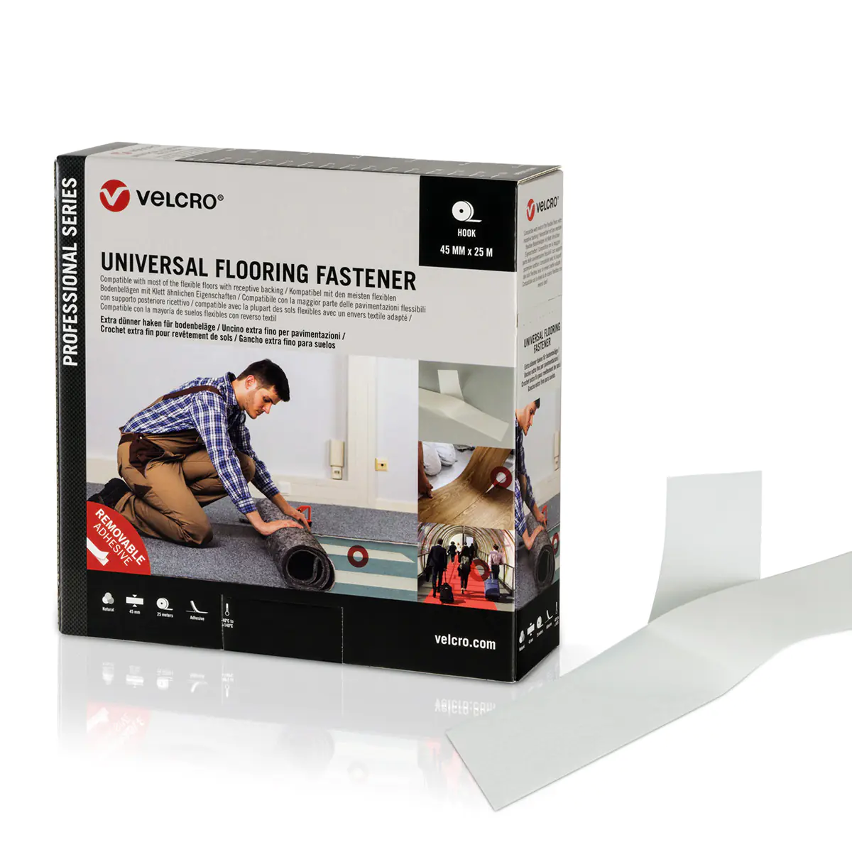 VELCRO Univ.Floorg. 25m Hakenb 45mm Weiß VEL-PS20021