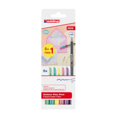 edding Fasermaler 1200 colourpen 1mm farbig sortiert nicht auswaschbar 5+1 St./Pack.