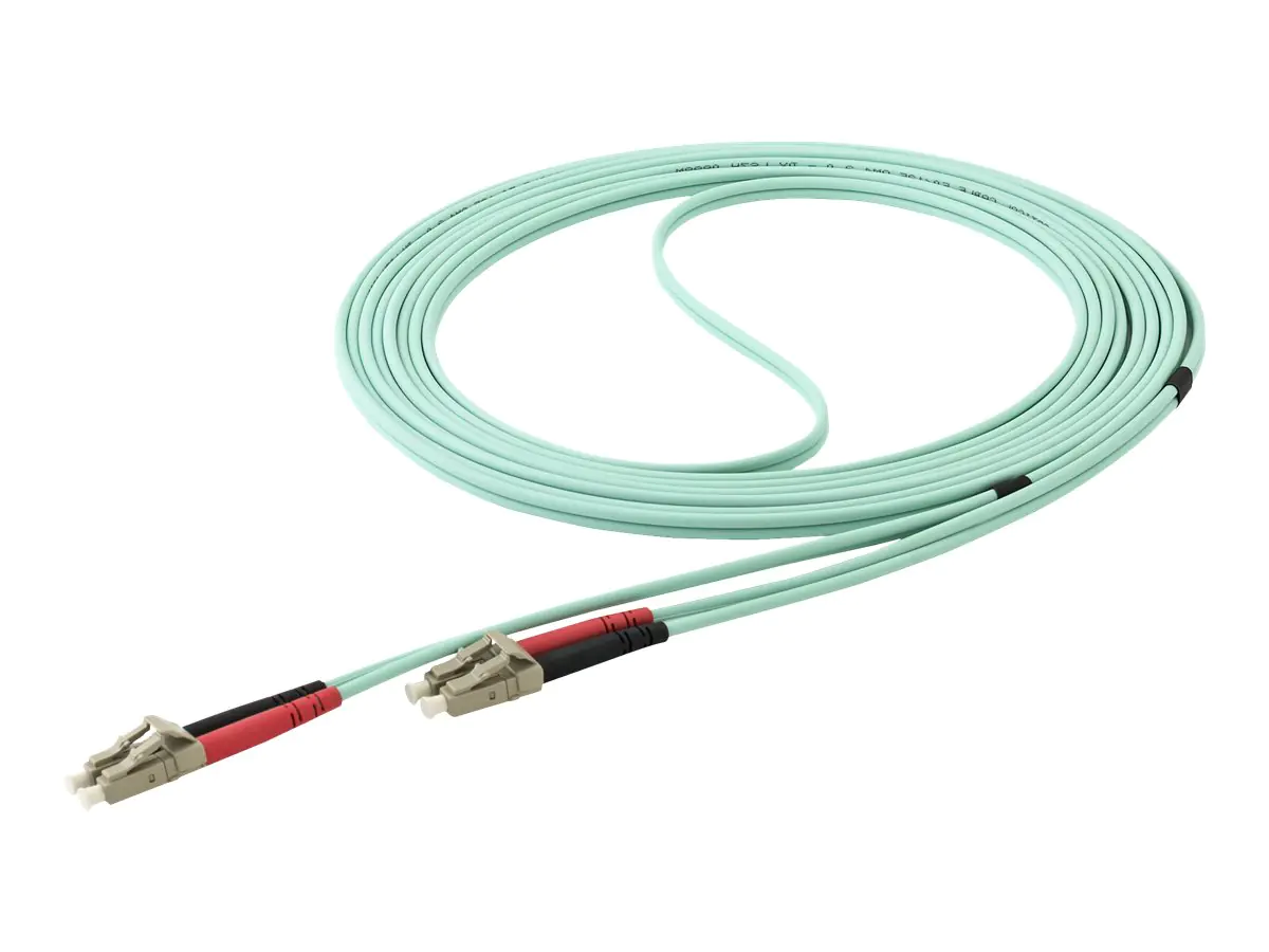 StarTech Aqua OM4 Duplex Multimode Fiber - 16 ft / 5m - 100 Gb - 50/125 - OM4 Fiber - LC to LC Fiber Patch Cable (450FBLCLC5) - Netzwerkkabel - LC Multi-Mode (M) bis LC Multi-Mode (M) - 5 m - Glasfaser - Duplex - 50/125 Mikrometer - OM4 - Aquamarin