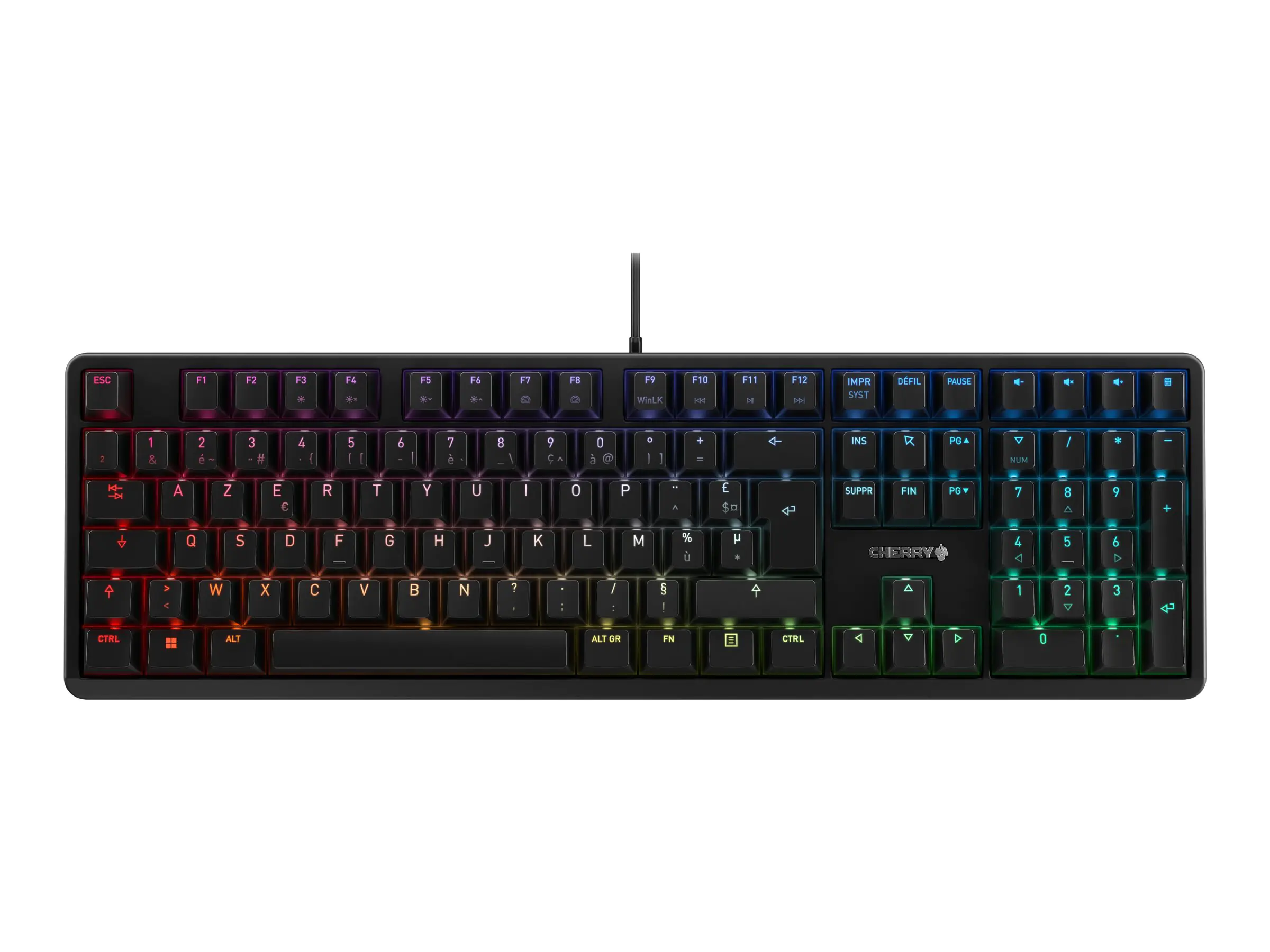 CHERRY G80-3000N RGB - Tastatur - Hintergrundbeleuchtung - USB - Französisch - Tastenschalter: CHERRY MX Silent Red - Schwarz