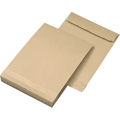 MAILmedia Faltentasche DIN B4 ohne Fenster 120g/m² mit Haftklebung Natronpapier braun 100 St./Pack.