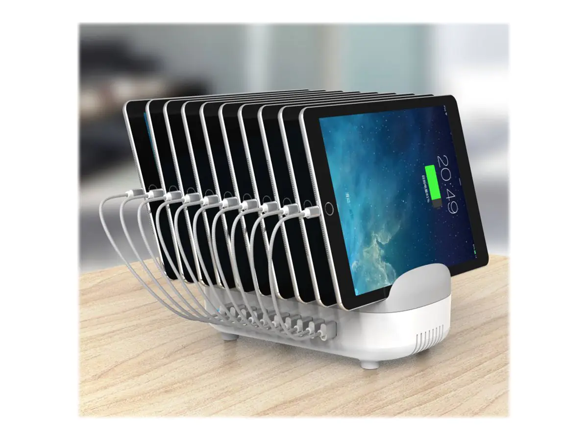 Compulocks 10 Ports USB Charging Dock Station With EU Plug - Ladestation - 120 Watt - 2.4 A - 10 Ausgabeanschlussstellen (USB)