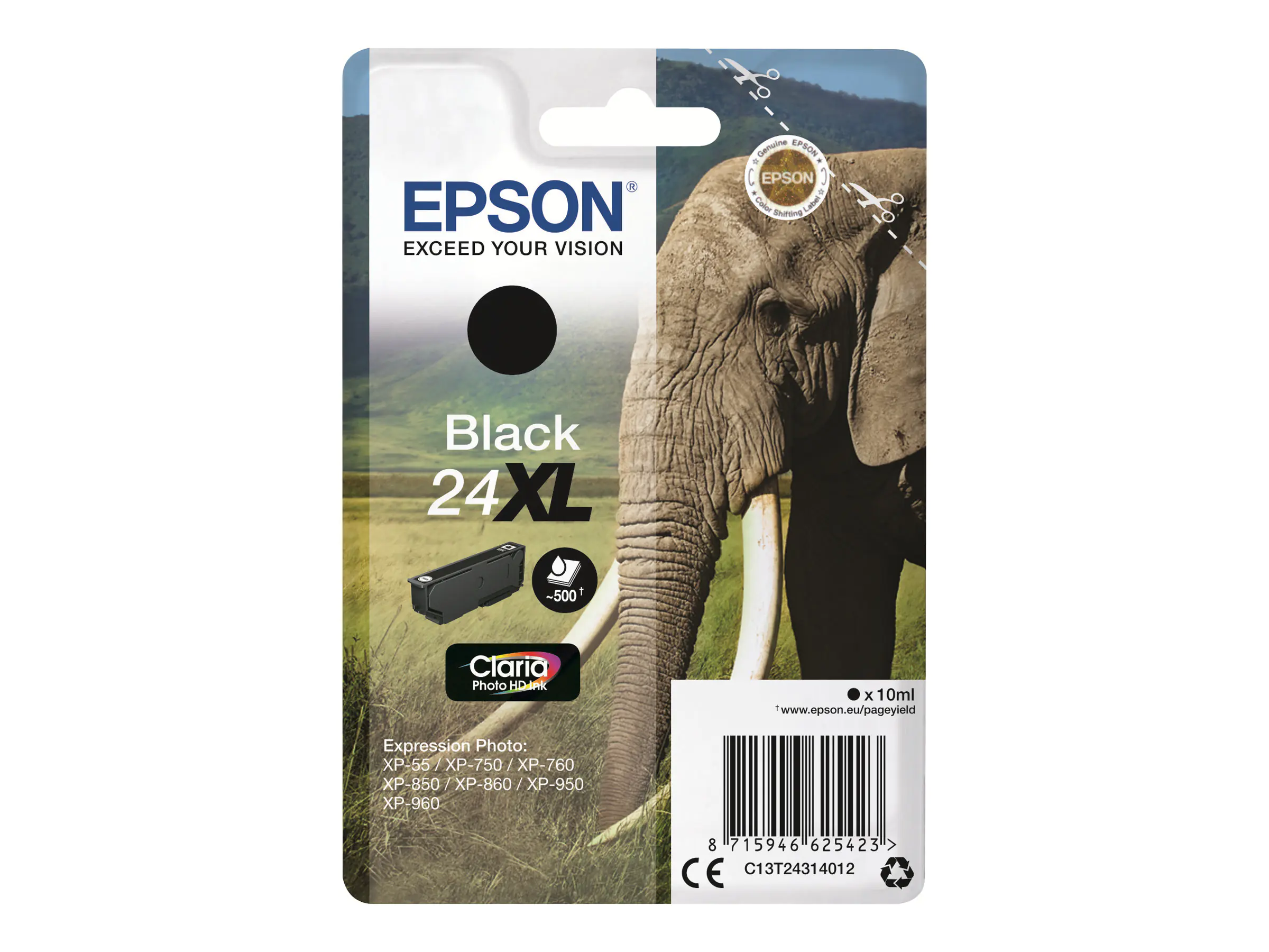 Epson 24XL - 10 ml - XL - Schwarz - Original - Tintenpatrone - für Expression Photo XP-55, 750, 760, 850, 860, 950, 960, 970; Expression Premium XP-750, 850