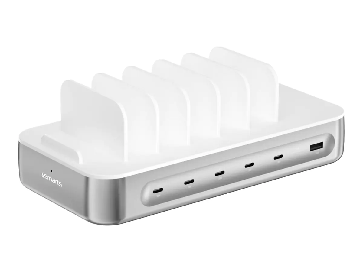 4smarts Ladestation Team 5C/1A inkl. 6 Kabel silber