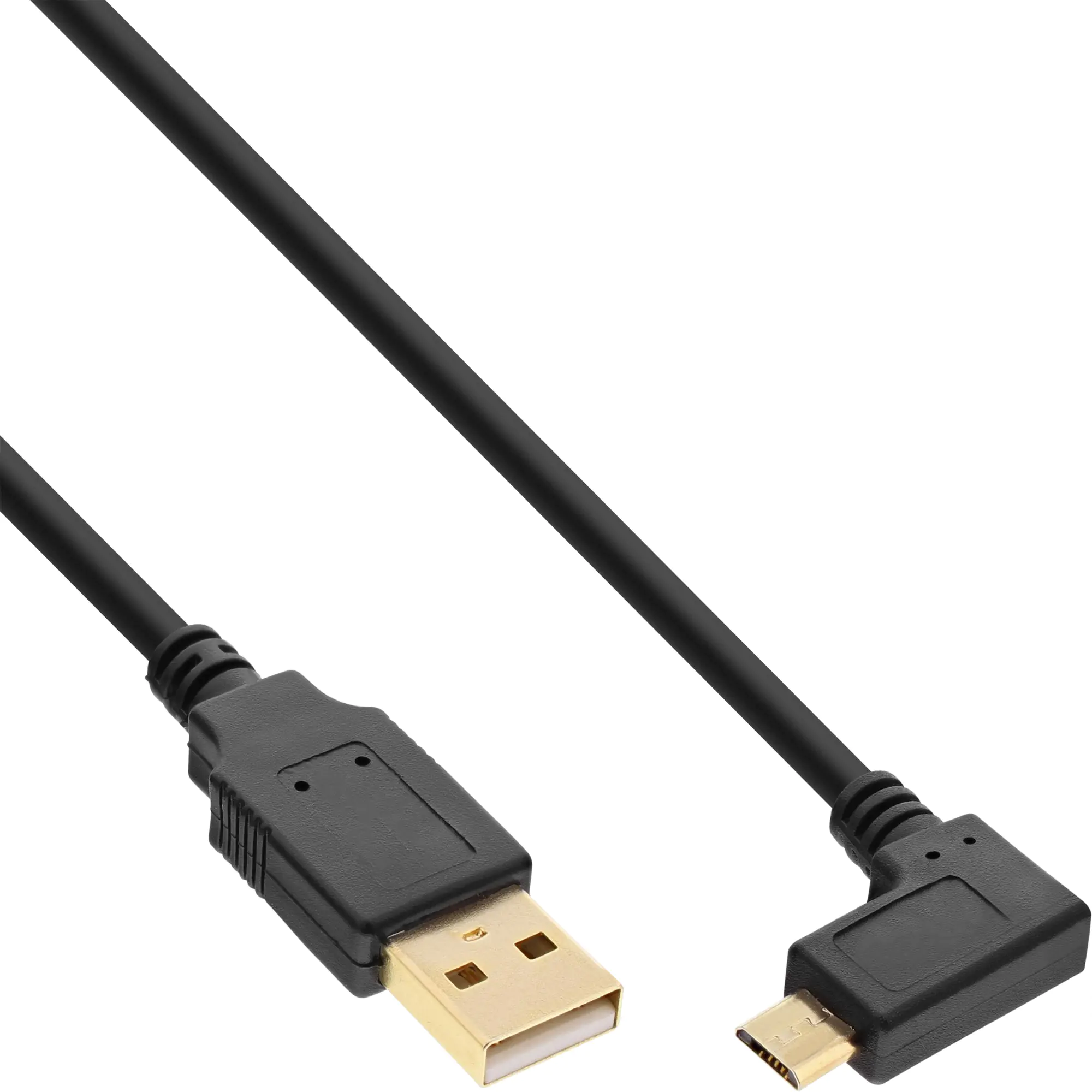 InLine - USB-Kabel - USB (M) bis Micro-USB Typ B (M) gewinkelt - 1 m - Schwarz