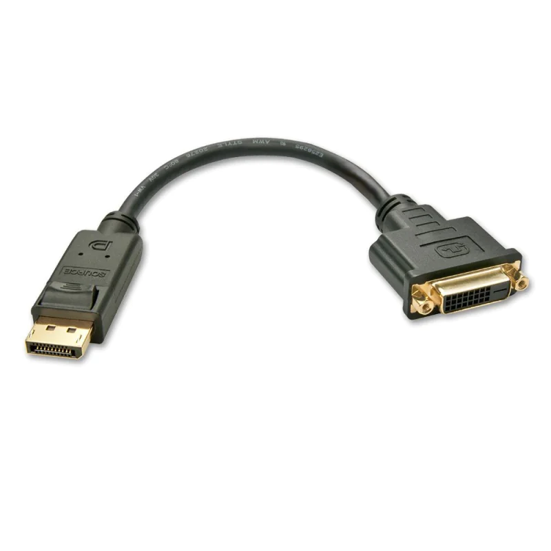 Lindy - DisplayPort-Adapter - DisplayPort (M) zu DVI-D (W) - 15 cm - Schwarz