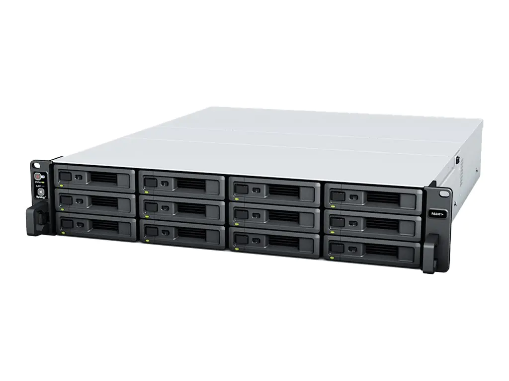 Synology RackStation RS2423RP+ - NAS-Server - 12 Schächte - Rack - einbaufähig - SATA 6Gb/s - RAID JBOD, RAID 0, 1, 5, 6, 10 - RAM 8 GB - Gigabit Ethernet / 10 Gigabit Ethernet - iSCSI Support - 2U