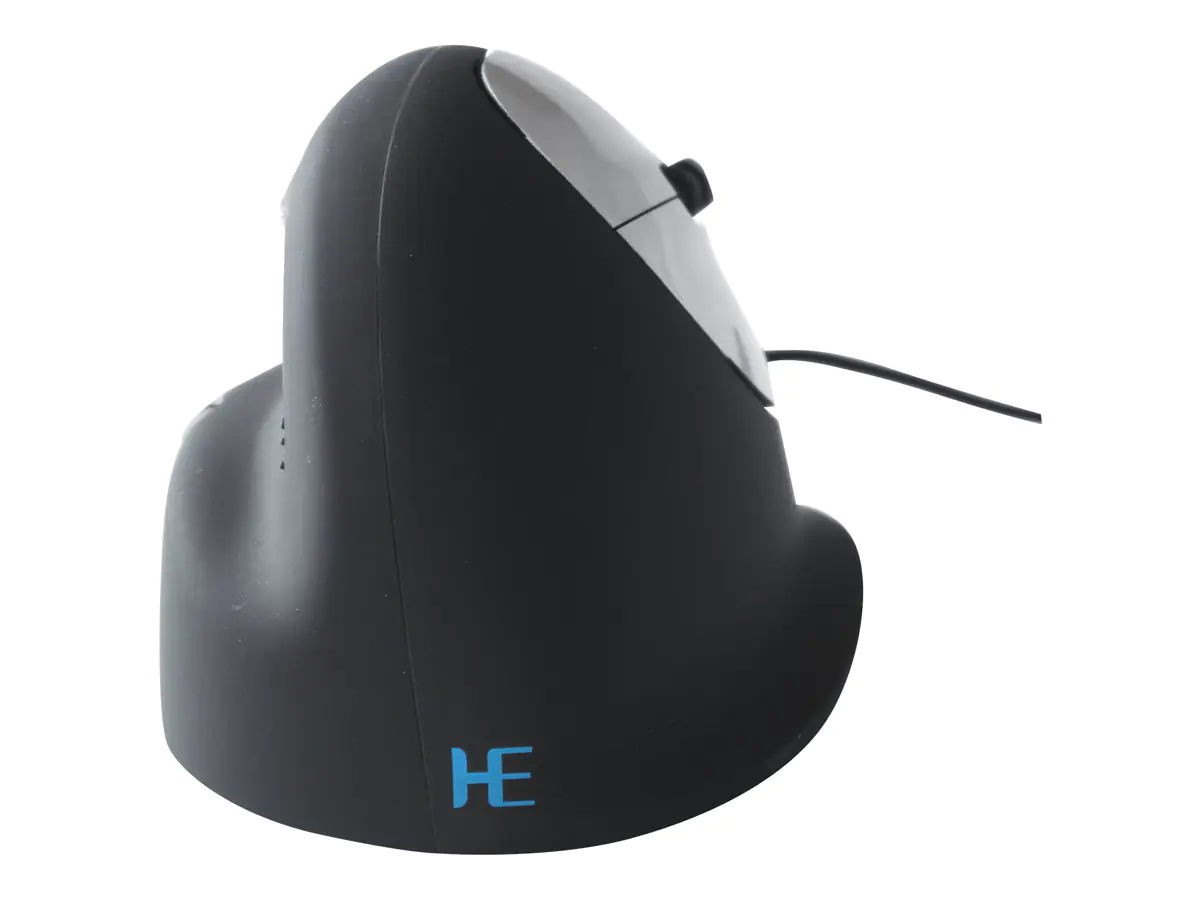 R-Go Ergonomische Maus HE Break - Maus - ergonomisch - Für Rechtshänder - 5 Tasten - kabelgebunden - USB - Schwarz/Silber