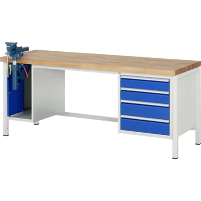 RAU Werkbank 8000 2.000 x 840-1.040 x 700 mm (B x H x T) enzianblau lichtgrau