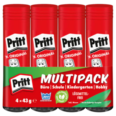 Pritt Klebestift Original Multipack nicht nachfüllbar 4 x 42 g/Pack.