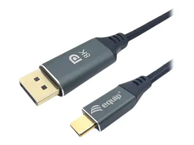 Equip - Adapterkabel - 24 pin USB-C (M) zu DisplayPort (M) - Thunderbolt 3 / DisplayPort 1.4 - 3 m - unterstützt 4K 60 Hz (3840 x 2160), unterstützt 8K 60 Hz (7680 x 4320), unterstützt 2K 144 Hz (2560 x 1440), unterstützt 1080 Pixel 240 Hz (1920 x 1200) -