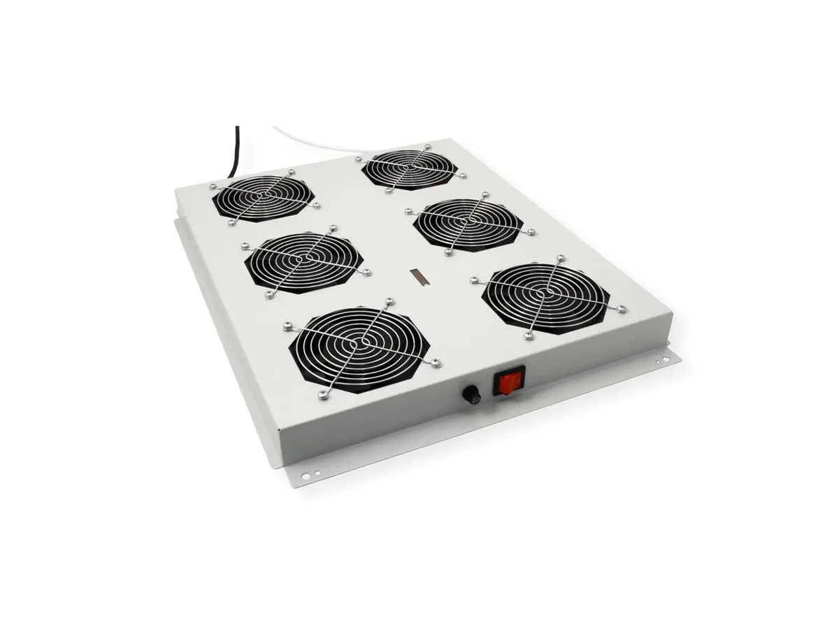 ROLINE Rack-Lüfter - 6 Lüfter mit Thermostat - auf Dach montierbar - RAL 7035, Hellgrau - 48.3 cm (19") 26.21.0274
