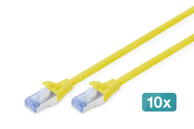 Digitus - Patch-Kabel - RJ-45 (M) zu RJ-45 (M) - 2 m - SF/UTP - CAT 5e - geformt, ohne Haken - Gelb (Packung mit 10)