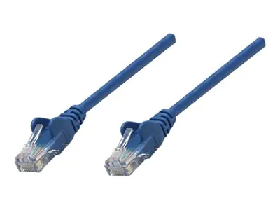 Intellinet Network Patch Cable, Cat5e, 10m, Blue, CCA, U/UTP, PVC, RJ45, Gold Plated Contacts, Snagless, Booted, Lifetime Warranty, Polybag - Patch-Kabel - RJ-45 (M) zu RJ-45 (M) - 10 m - UTP - CAT 5e - geformt, ohne Haken - Blau