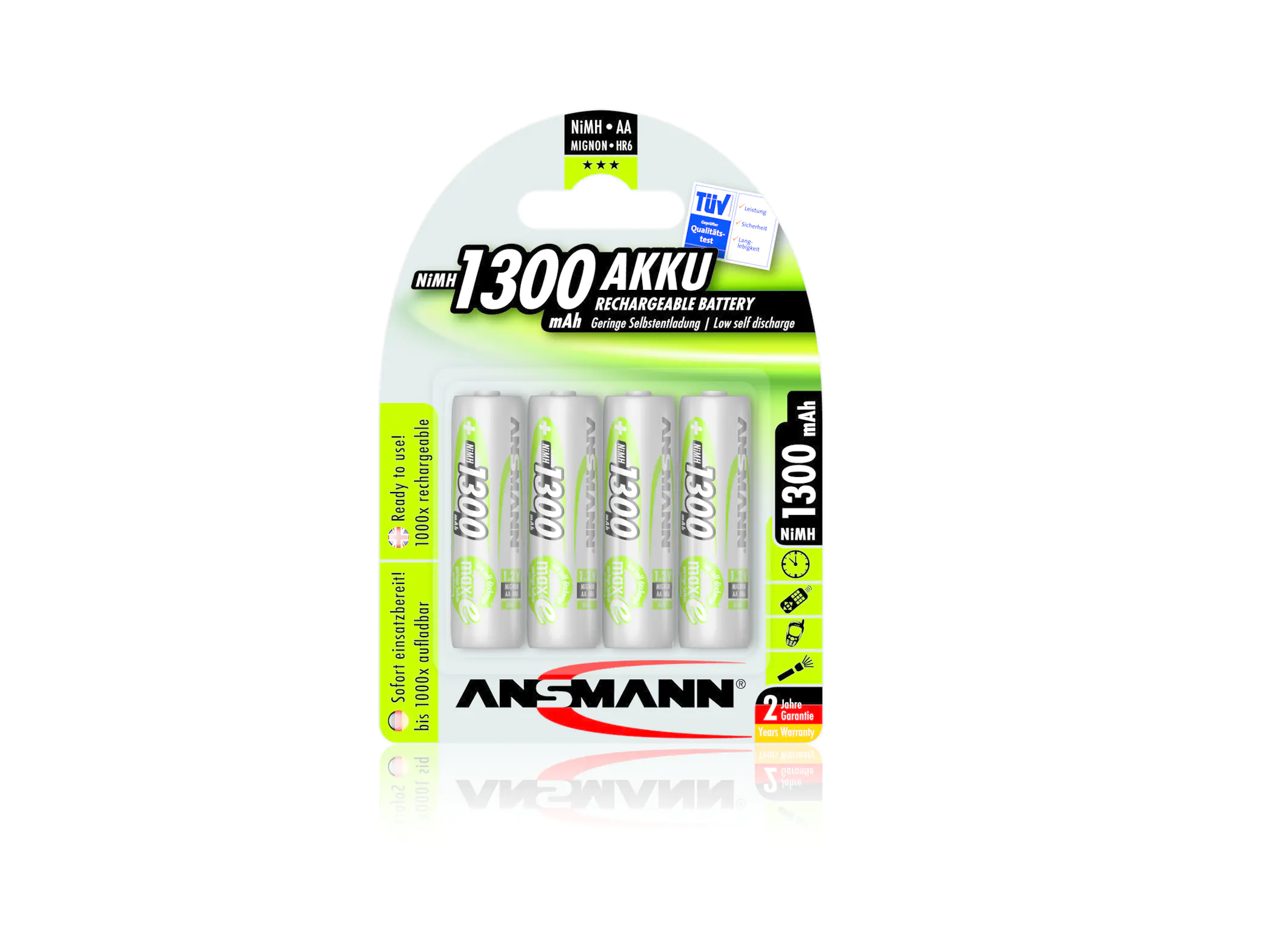 Ansmann Akku NiMH Energy AA Mignon LR6 1300 mAh 4er Blister 5030792