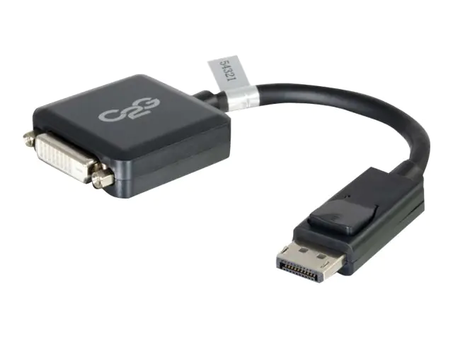 C2G 8in DisplayPort to DVI-D Adapter - DP to DVI D Adapter - Black - M/F - Videoadapter - DisplayPo