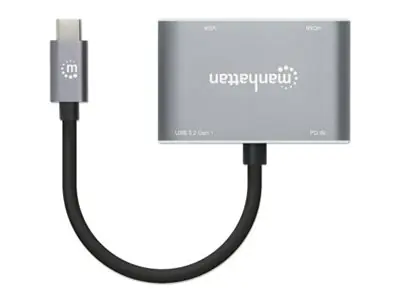 Manhattan USB-C Dock/Hub, Ports (x4): HDMI, USB-A, USB-C and VGA, With Power Delivery (87W) 130691