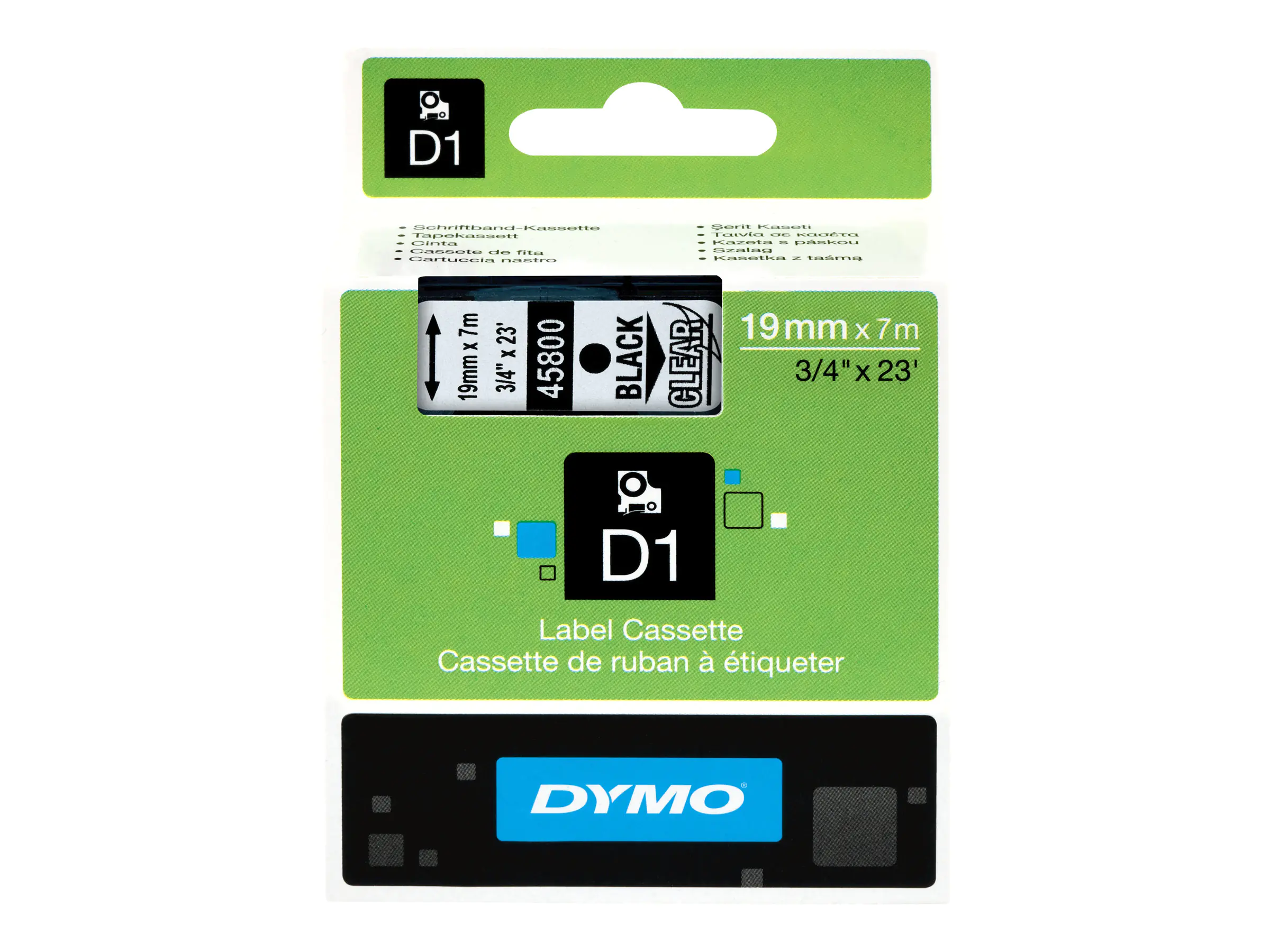 Dymo D1 - Selbstklebend - Schwarz auf Transparent - Rolle (1,9 cm x 7 m) S0720820