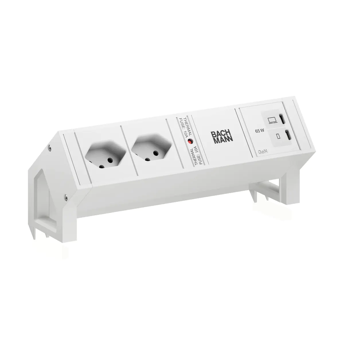 Bachmann DESK2 white 2xCH 90° 1xUSB C/C 65W RAL9010 - Zubehör Stromversorgung