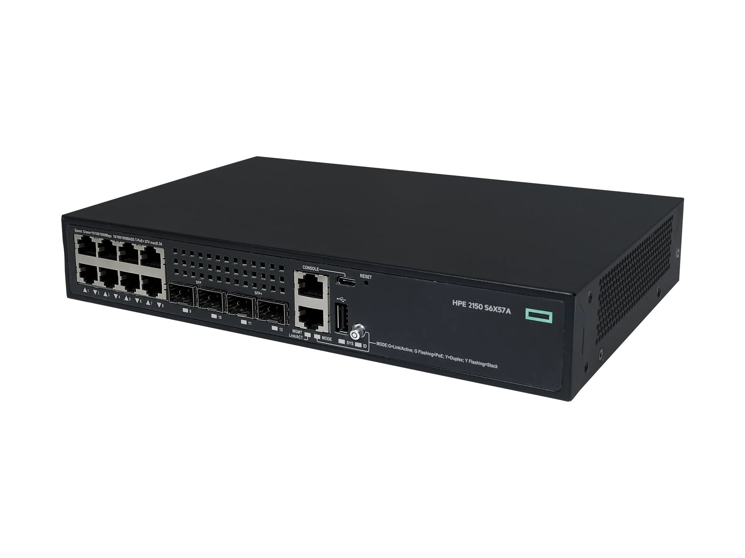 HPE Networking Comware 2150 8p 10M/100M/1G PoE+ 2p SFP 1G 2p SFP+ 1G/10G 125W - Switch - L3 -