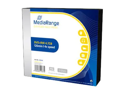 Mediarange DVD+RW 4,7GB/120 Min 4x MR449 5er Slim Case
