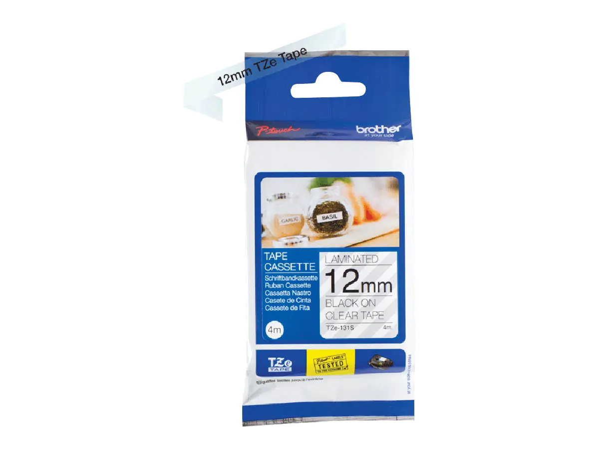 Brother TZe-131S - Schwarz auf Transparent - Rolle (1,2 cm x 4 m) 1 Kassette(n) laminiertes Band - für Brother PT-D210, D600, H110; P-Touch PT-1005, 1880, D460, D610, E310
