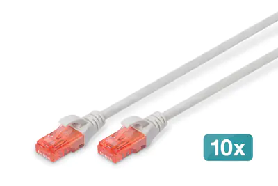DIGITUS - Patch-Kabel - RJ-45 (M) zu RJ-45 (M) - 50 cm - UTP - CAT 6 - geschirmt, halogenfrei, geformt, ohne Haken - Grau