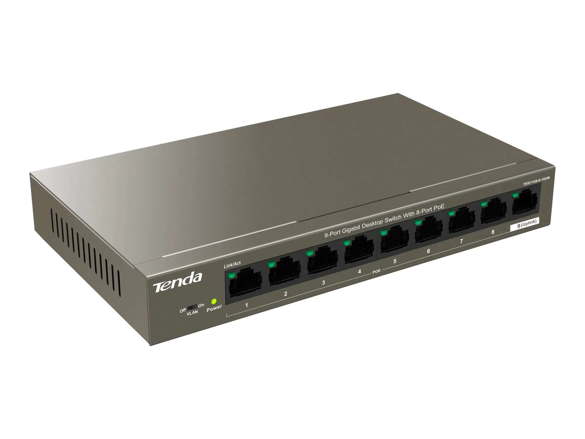Tenda TEG1109P-8-102W - Switch - unmanaged - 8 x 10/100/1000 (PoE)