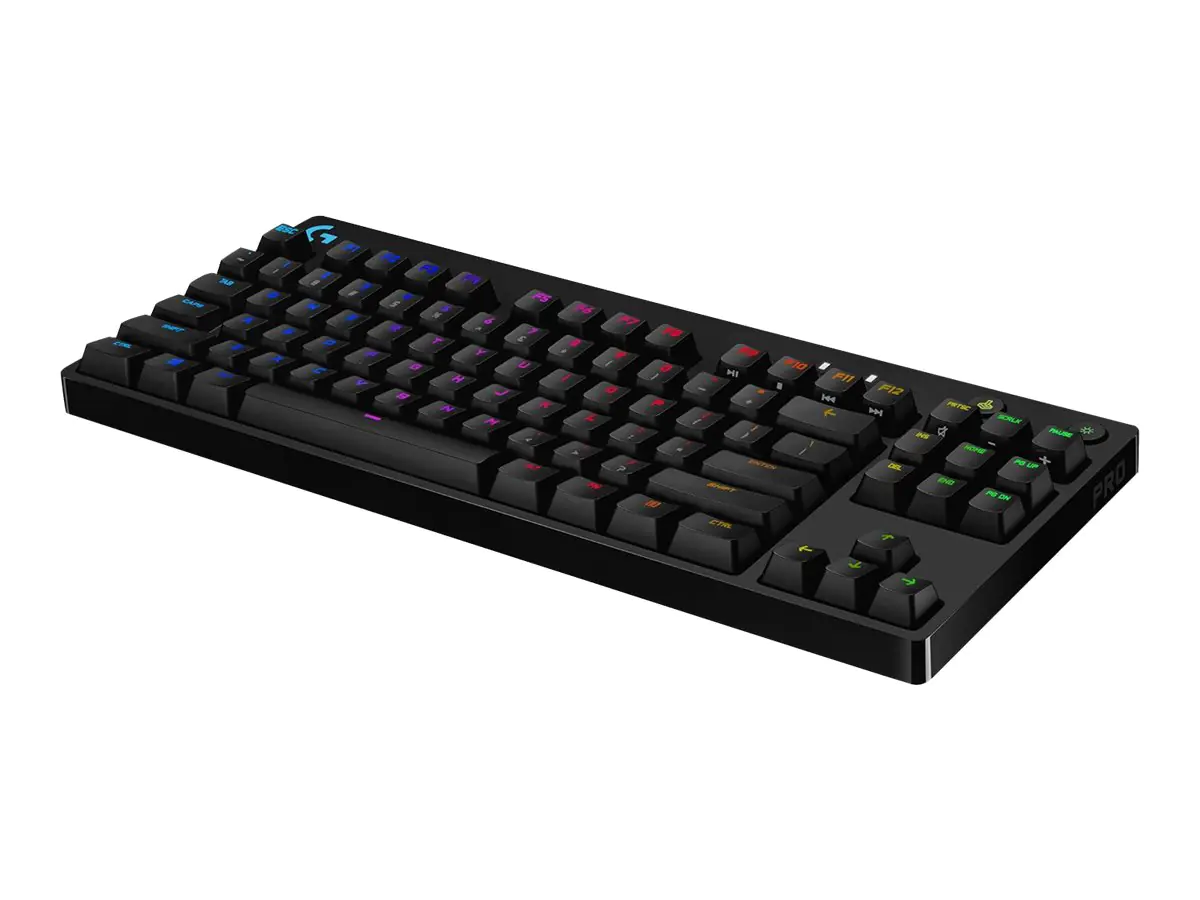 Logitech Pro - Tastatur - Hintergrundbeleuchtung - USB - QWERTY - GB - Tastenschalter: GX Blue Clicky - Schwarz