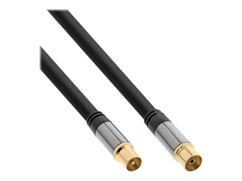 InLine Premium - Antennenkabel - IEC-Anschluss männlich zu IEC-Anschluss weiblich - 3 m - Doppelisolierung - 110 dB - Schwarz