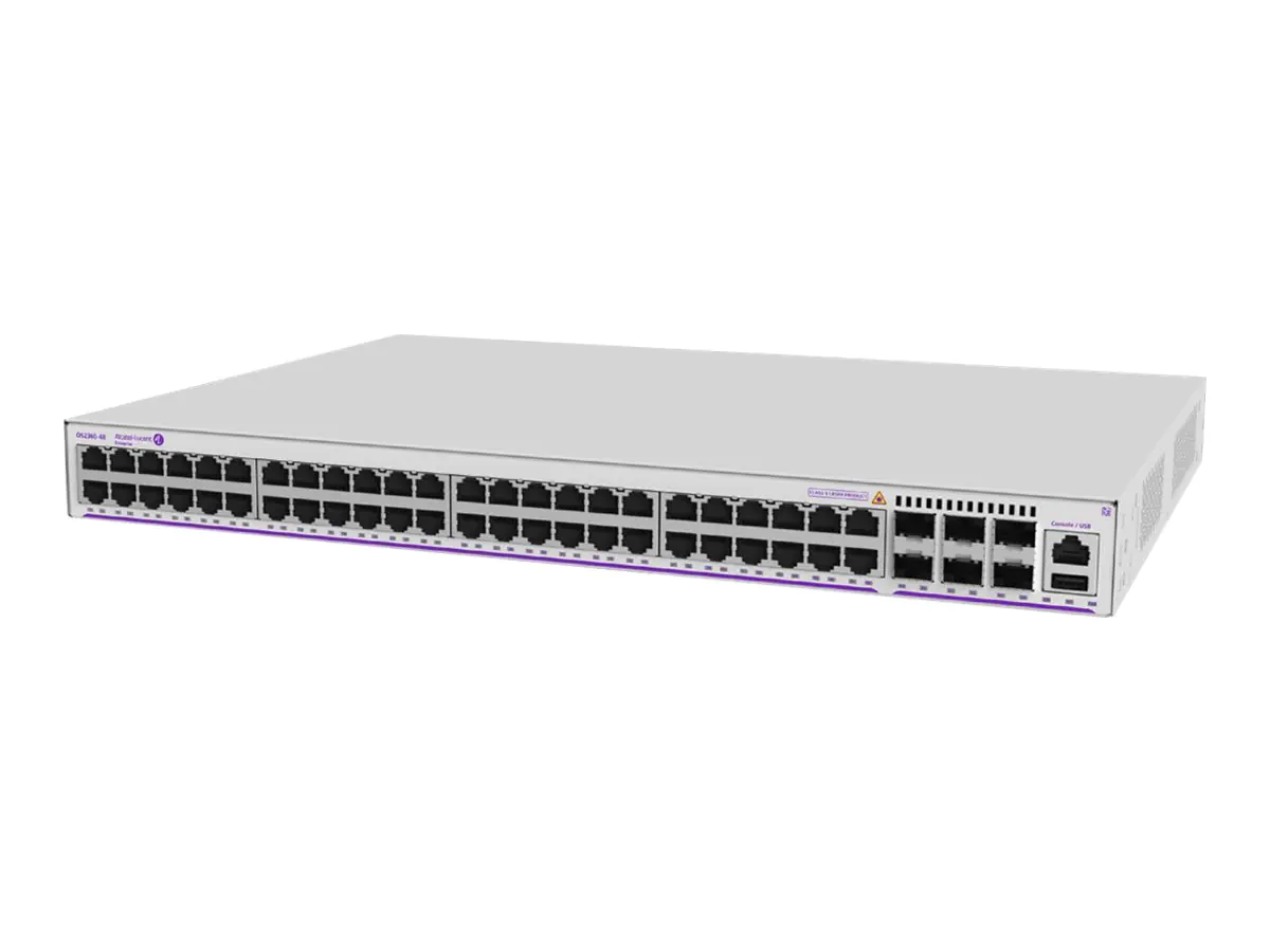 Alcatel-Lucent OmniSwitch OS2360-P48X - Switch - managed - 48 x 10/100/1000 (PoE+) + 2 x Gigabit SFP (Uplink) + 2 x 1 Gigabit / 10 Gigabit SFP+ (Uplink / Stacking) + 2 x 1 Gigabit/10 Gigabit SFP+ (Uplink) - an Rack montierbar - PoE+ (740 W)