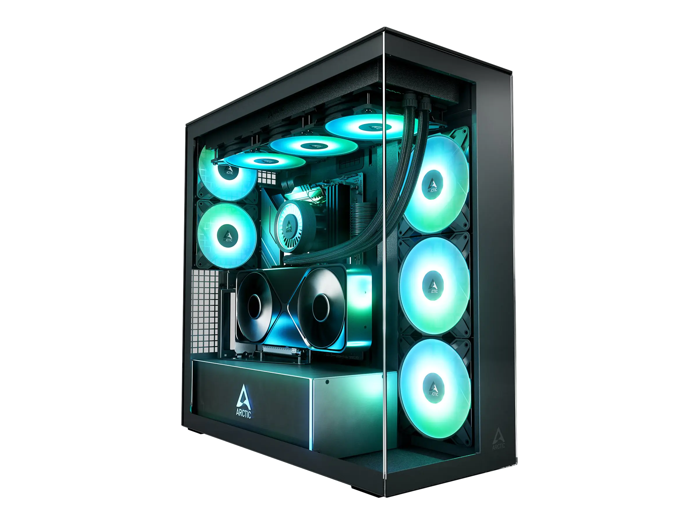 Arctic Xtender Vg Black Clear Glass Schwarz Transparent - Midi/Minitower - ATX