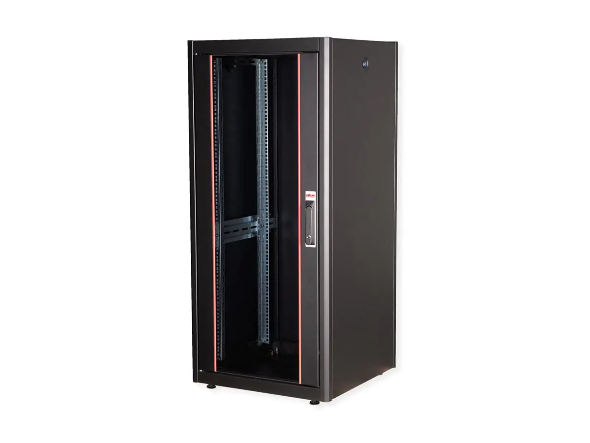ROLINE Basic - Schrank Netzwerkschrank - Glas-Tür, 600x600 BxT - RAL 9005, Jet Black - 26U - 48.3 cm (19") 26.21.0204