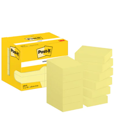 Post-it Haftnotiz Notes 38 x 51 mm (B x H) gelb 100 Bl./Block 12 Block/Pack.