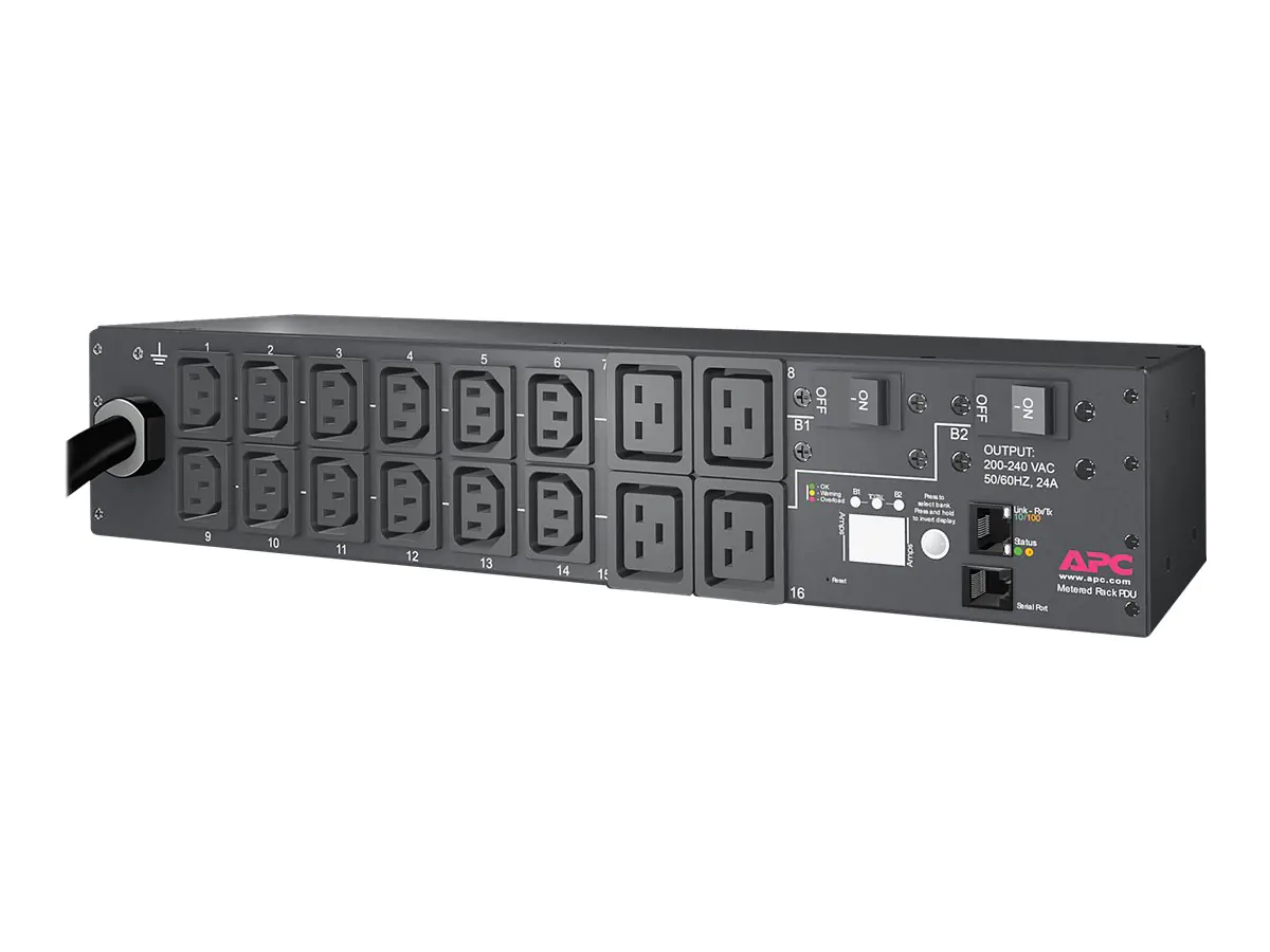 APC Metered Rack PDU AP7811B - Stromverteilungseinheit (Rack - einbaufähig) - Wechselstrom 200/208/230 V - Ethernet - Eingabe, Eingang NEMA L6-30 - Ausgangsanschlüsse: 16 (IEC 60320 C13, IEC 60320 C19) - 2U - für P/N: SCL400RMJ1U, SCL500RMI1UC, SCL500RMI1
