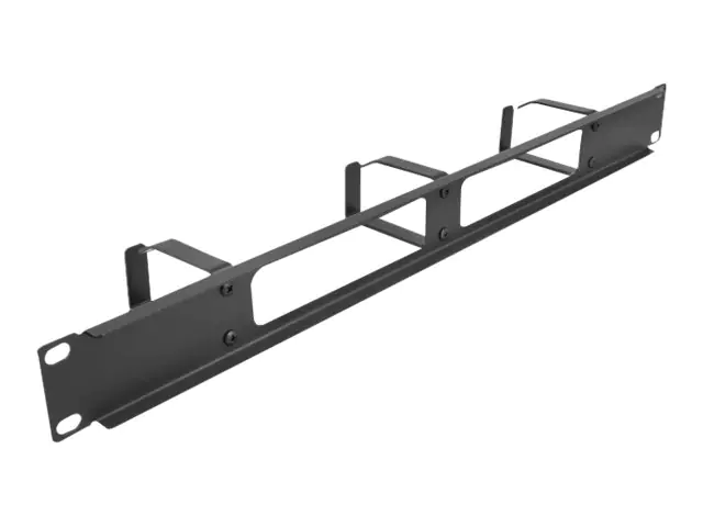 Delock Rack-Kabelmanagementblech mit Haken - 2 Öffnungen und 3 Bügel - Schwarz - 1U - 48.3 cm
