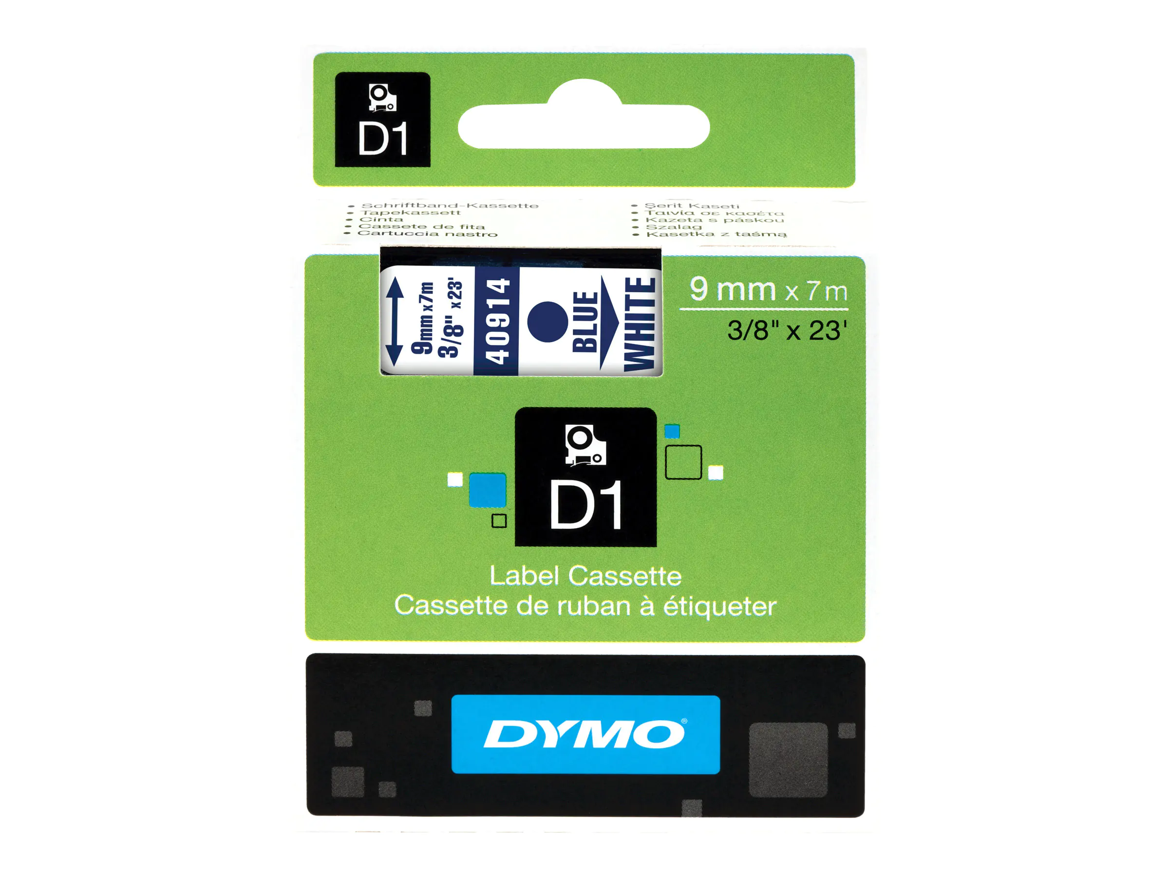 DYMO D1 - Selbstklebend - blau auf weiß - Rolle (0,9 cm x 7 m) 1 Kassette(n) Etikettenband - für LabelMANAGER 100, 160, 210, 220, 260, 280, 300, 360, 420, Wireless PnP; LabelPOINT 250
