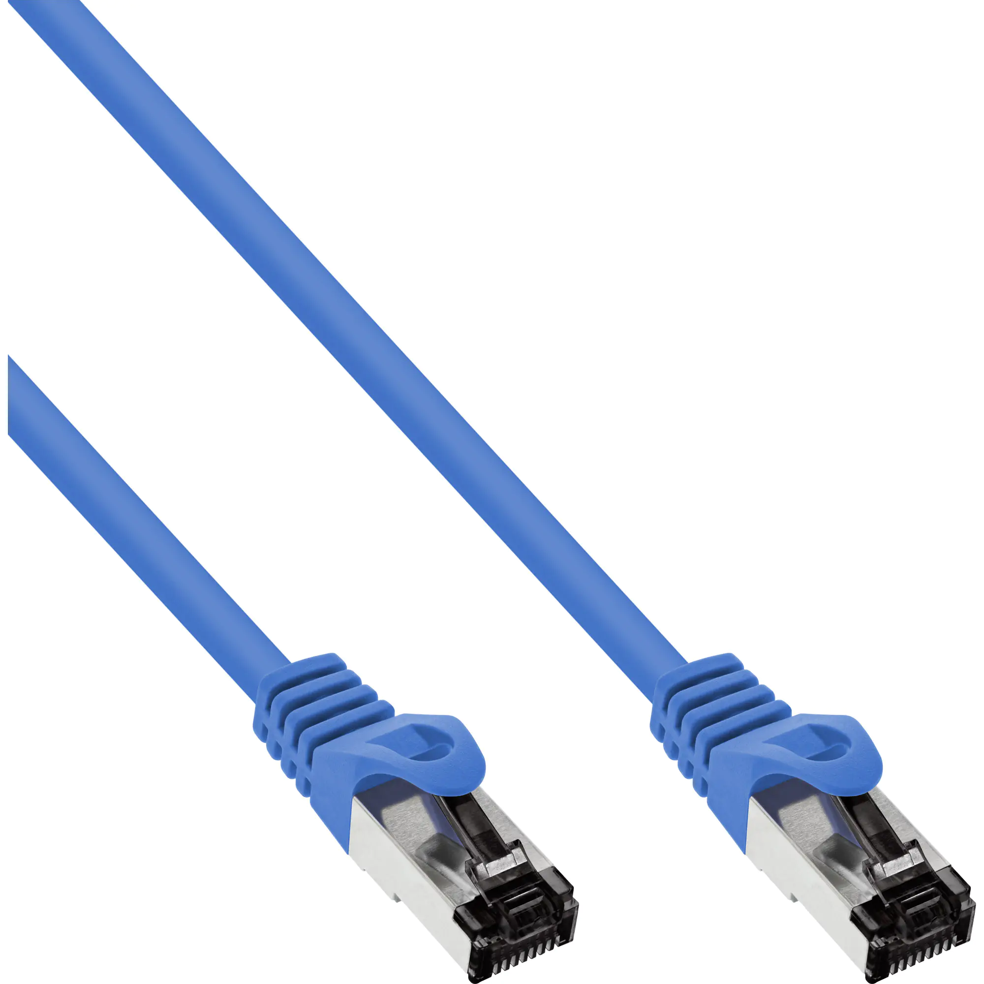 InLine - Patch-Kabel - RJ-45 (M) zu RJ-45 (M) - 25 cm - SFTP, PiMF - CAT 8.1 - IEEE 802.3af/IEEE 802.3at - halogenfrei, geformt, rund, ohne Haken - Blau