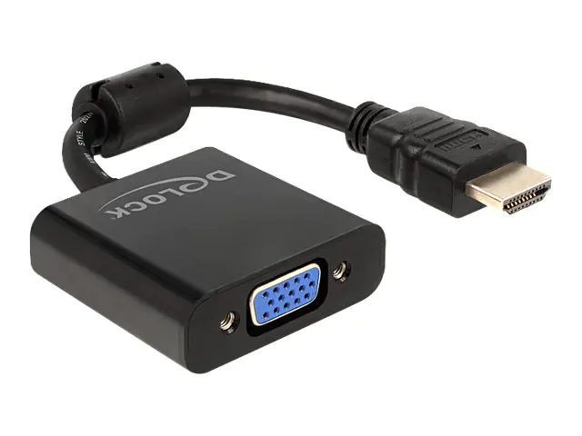 Delock - Videoadapter - HD-15 (VGA) weiblich zu HDMI männlich - 25.5 cm - Schwarz