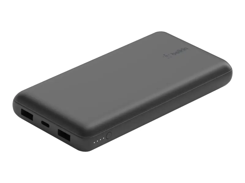 Belkin BoostCharge - Powerbank - 20000 mAh - 15 Watt - 3 A - 3 Ausgabeanschlussstellen (24 pin USB-C, 2 x USB) - auf Kabel: USB-C - Schwarz