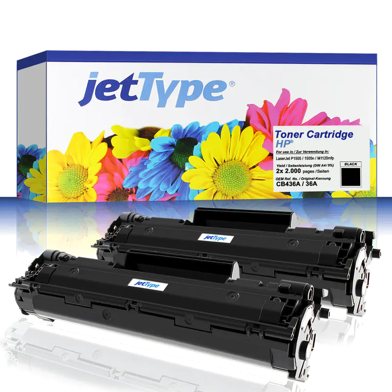 jetType Toner Doppelpack kompatibel zu HP CB436AD 36A schwarz 2x 2.000 Seiten 2 Stück