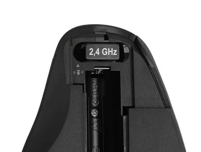 Delock Ergonomic - Maus - ergonomisch - Für Rechtshänder - optisch - 3 Tasten - kabellos - 2.4 GHz - kabelloser Empfänger (USB) - Schwarz, Rot - retail