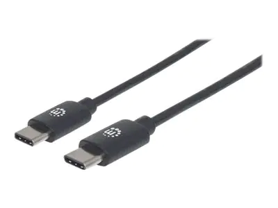 Manhattan USB-C to USB-C Cable, 50cm, Male to Male, Black, 480 Mbps (USB 2.0), Hi-Speed USB, Lifetime Warranty, Polybag - USB-Kabel - 24 pin USB-C (M) zu 24 pin USB-C (M) - USB 2.0 - 3 A - 50 cm - geformt - Schwarz