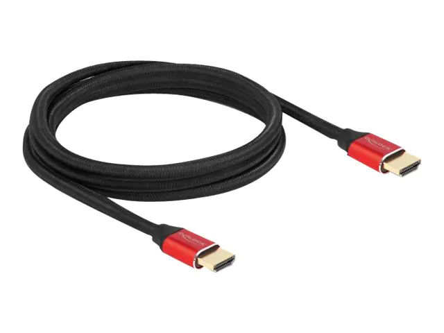Delock - Ultra High Speed - HDMI-Kabel - HDMI männlich zu HDMI männlich - 2 m - Dreifachisolierung - Rot - hauchvergoldete Kontakte, unterstützt 8K 60 Hz (7680 x 4320)