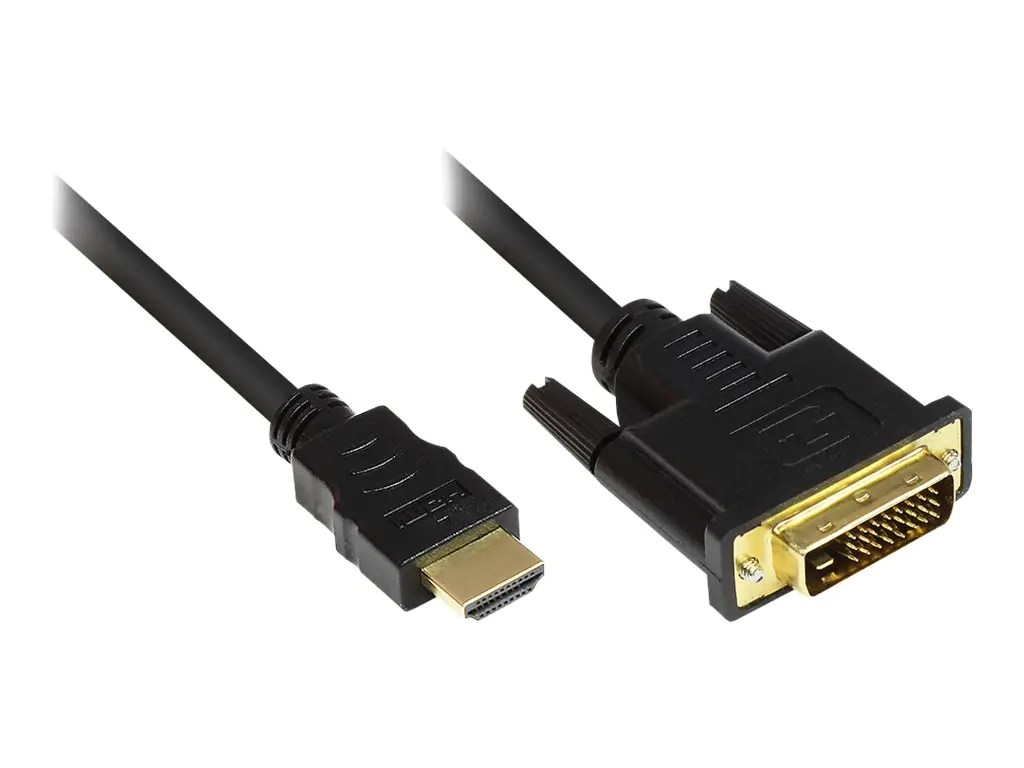Good Connections - Videokabel - HDMI (M) bis DVI-D (M) - 2 m - Dreifachisolierung - Schwarz - geformt, Daumenschrauben